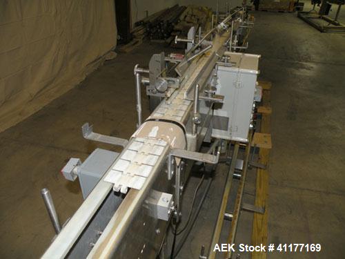 Used Garvey 9600 Series Tabletop Chain Conveyor. Unit is 15' long x 3-1/4" wide (can handle 4-1/2" chain). Has 1/2 hp 3/60/230/460V motor. All stainless steel frame and legs. Adjustable height legs. ...