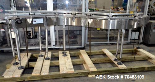 Used Stainless Steel Table Top Chain Conveyor. "S" Shaped unit with s/s frame and 3-1/4"W delrin chain conveyor.