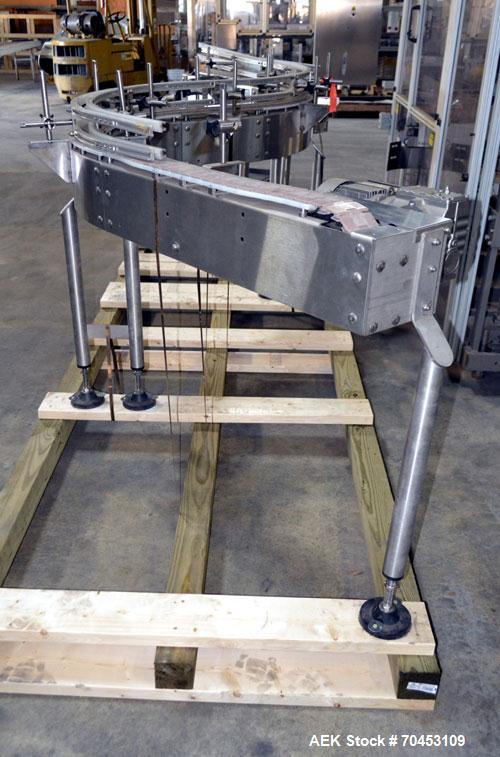 Used Stainless Steel Table Top Chain Conveyor. "S" Shaped unit with s/s frame and 3-1/4"W delrin chain conveyor.