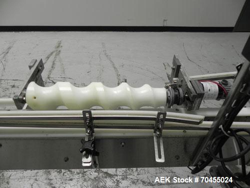 Used Inline Filling Systems Table Top Belt Conveyor. 256"L (21" 4"L) x 4-1/2" w delrin TT chain. Includes a 3/4 hp DC motor with speed controller 256"L (21" 4"L)   Mounted on a stainless steel frame....