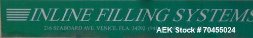 Used Inline Filling Systems Table Top Belt Conveyor. 256"L (21" 4"L) x 4-1/2" w delrin TT chain. Includes a 3/4 hp DC motor with speed controller 256"L (21" 4"L)   Mounted on a stainless steel frame....