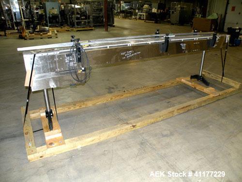 Used Kalish Table Top Chain Conveyor. 4 1/2" wide x 126" long stainless steel chain link belt. Driven  by a 1/2 hp, 90 volt, 1725 rpm DC motor with K-Line variable speed controls. 1/60/120V unit. Inc...