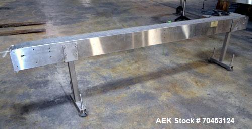 Used E-Pak Machinery Table Top Belt Conveyor. Approximate 4" wide x 112" long belt. Has motor. Mounted on a stainless steel frame. SELLING PRICE, AS IS, WHERE IS, SANFORD, NC.