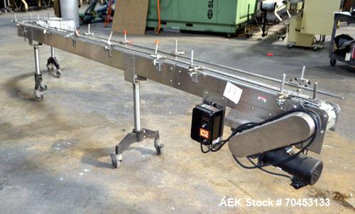 Used Table Top 90 Degree Belt Conveyor. Approximately 3" wide x 144" long into a 90 degree belt. Has motor and controller. Mounted on a stainless steel frame. SELLING PRICE AS IS, WHERE IS, SANFORD, ...