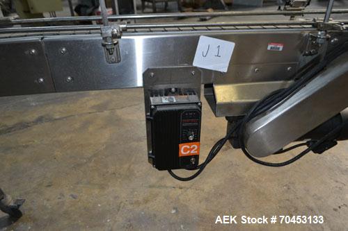 Used Table Top 90 Degree Belt Conveyor. Approximately 3" wide x 144" long into a 90 degree belt. Has motor and controller. Mounted on a stainless steel frame. SELLING PRICE AS IS, WHERE IS, SANFORD, ...