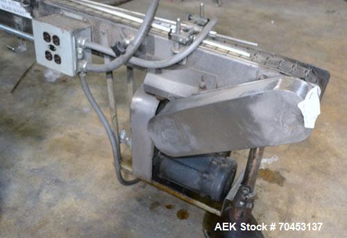 Used Table Top Belt Conveyor. Approximately 3" wide x 348" long belt. Has motor. Mounted on a stainless steel frame. SELLING PRICE AS IS, WHERE IS, SANFORD, NC.