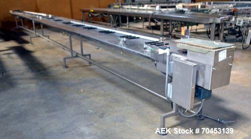 Used Table Top Belt Conveyor. Approximate 10" wide x 414" long belt. Has motor, and controller. Mounted on a stainless steel frame. SELLING PRICE, AS IS, WHERE IS, SANFORD, NC.