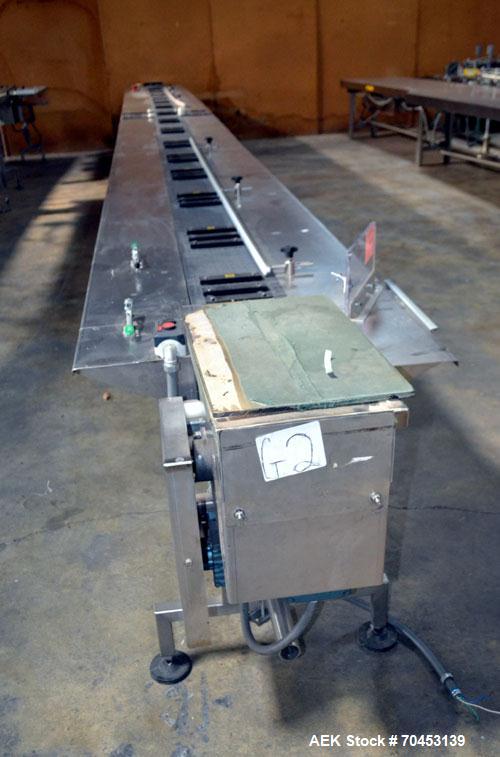 Used Table Top Belt Conveyor. Approximate 10" wide x 414" long belt. Has motor, and controller. Mounted on a stainless steel frame. SELLING PRICE, AS IS, WHERE IS, SANFORD, NC.