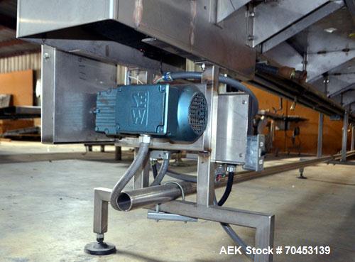 Used Table Top Belt Conveyor. Approximate 10" wide x 414" long belt. Has motor, and controller. Mounted on a stainless steel frame. SELLING PRICE, AS IS, WHERE IS, SANFORD, NC.