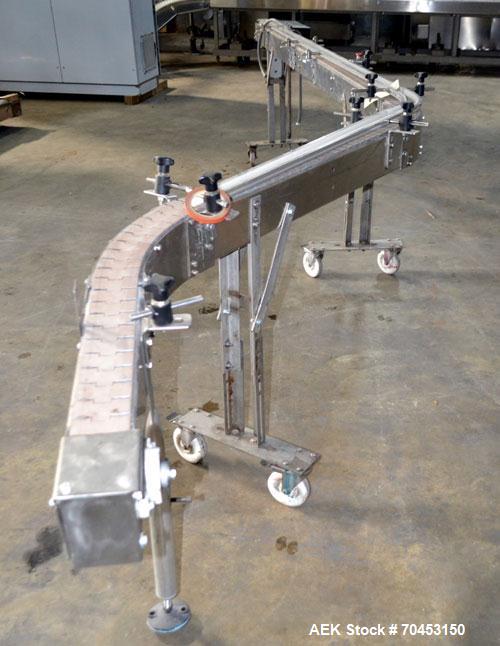Used Table Top "S" Belt Conveyor. Approximate 3" wide x 216" long. Has motor. Mounted on a stainless steel frame. SELLING PRICE, AS IS, WHERE IS, SANFORD, NC.