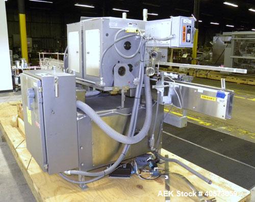 Used Lakso Cottoner 300. Fully automatic twin head cotton inserter capable of speeds up to 300 containers per minute with a maximum cotton weight range of 26 grams per yard and a cut length range of ...