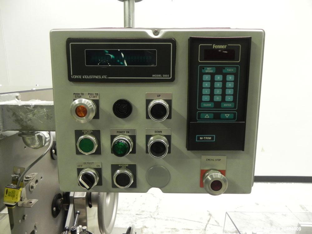 Used Lakso 450 Dual Station Inverted 'U' Cottoner. Machine has (2) cottoning heads for speeds up to 300 bottled per minute (depending on bottle size). Has a worm screw timing/alignment system. Comple...