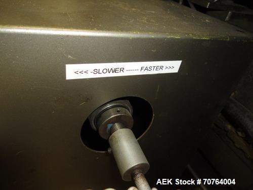 Used Lakso Model 71 Automatic Twin Head Cottoner capable of speeds up to 200 bottles per minute. Has 28" x 3-1/4" screw infeed. Can use natural or synthetic cotton up to 26 grams in inverted "U" conf...