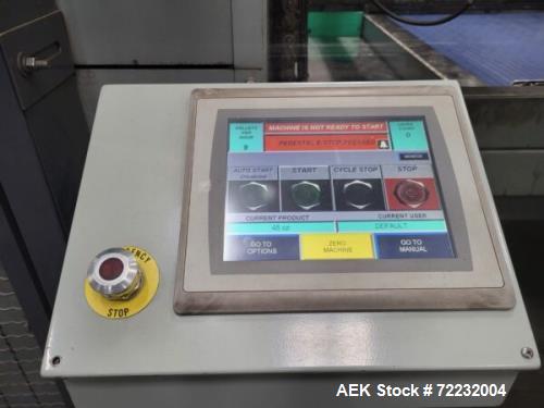 Used ABC Model 108 Automatic Bulk Depalletizer, sweep-off design. Heavy duty main frame with counter weighted elevator. Elevator vertical motion frequency driven with top of pallet sensor and encoder...
