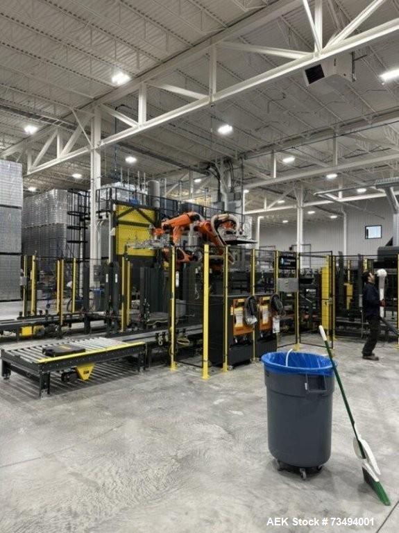Used BW Integrated Systems Robotic Can Palletizer & Depalletizer System | Dual Fanuc Robots | 500 CPM | 2023