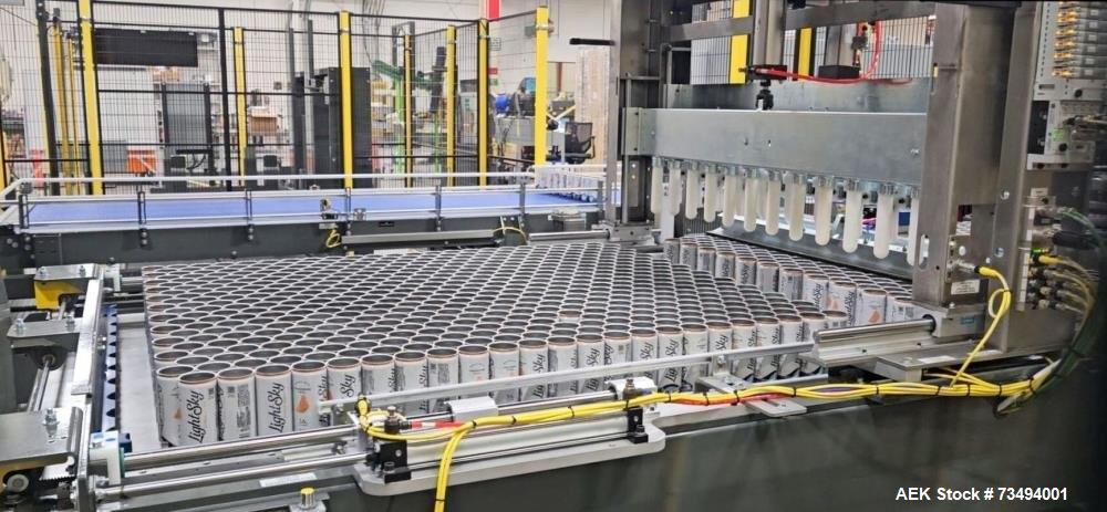 Used BW Integrated Systems Robotic Can Palletizer & Depalletizer System | Dual Fanuc Robots | 500 CPM | 2023