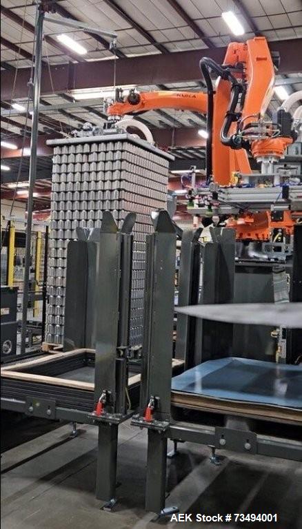 Used BW Integrated Systems Robotic Can Palletizer & Depalletizer System | Dual Fanuc Robots | 500 CPM | 2023