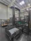 Used ABC Model 108 Automatic Bulk Depalletizer, sweep-off design. Heavy duty main frame with counter weighted elevator. Elevator vertical motion frequency driven with top of pallet sensor and encoder...
