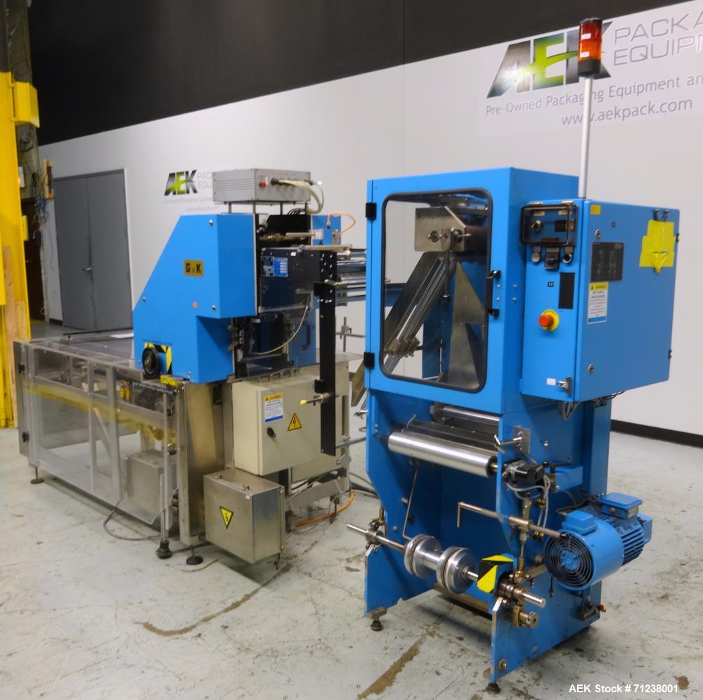 Used GUK Literature Feeder System, Type RS-42 / RS-21. Literature is roll fed, folded by the RS-42, cut and folded by the RS-21. Multiple folds possible.