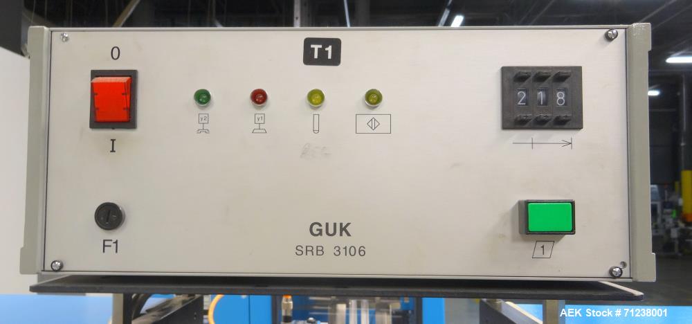 Used GUK Literature Feeder System, Type RS-42 / RS-21. Literature is roll fed, folded by the RS-42, cut and folded by the RS-21. Multiple folds possible.