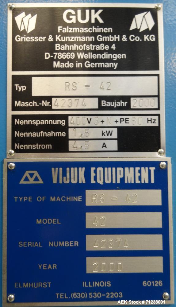 Used- GUK Literature Feeder System, Type RS-42 / RS-21. Literature is roll fed, folded by the RS-42, cut and folded by the R...