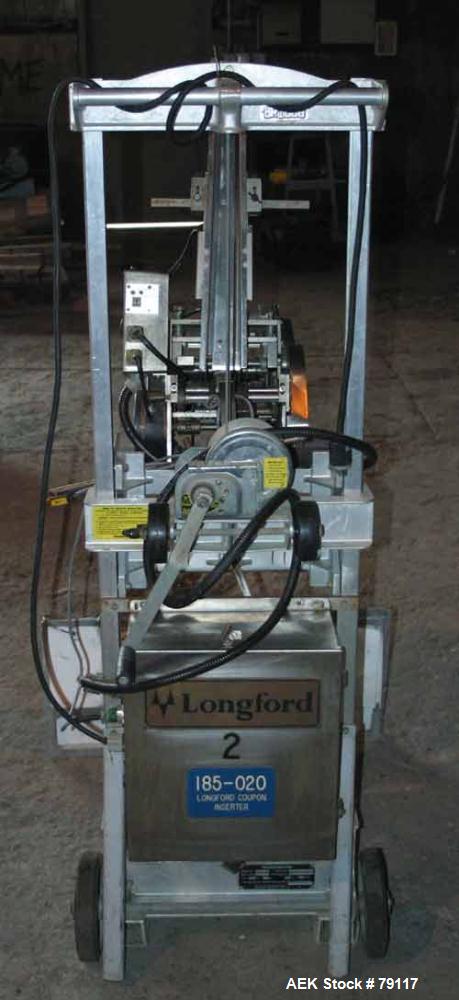 Used- Langford Coupon Feeder, Model C350-5FDM. Top to bottom feed, specifically designed to fit all packaging lines. Minimum...