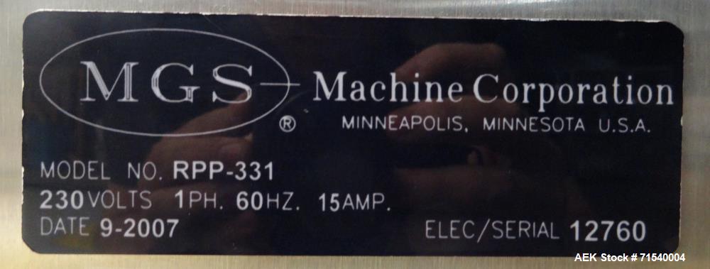 Used MGS Model RPP-331 Machine Corporation Rotary Feeder