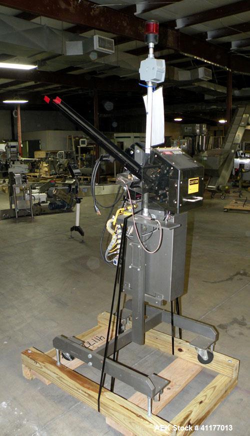 Used Minnesota Automation Reciprocating Coupon Feeder (topserter). Capable of speeds up to 90 units per minute. Has self contained Venturi style vacuum system, Allen Bradley SLC 500 Plc controls, and...