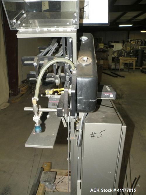 Used Minnesota Automation Reciprocating Coupon Feeder (topserter). Capable of speeds up to 90 units per minute. Has self contained Venturi style vacuum system, Allen Bradley SLC 500 PLC controls, and...