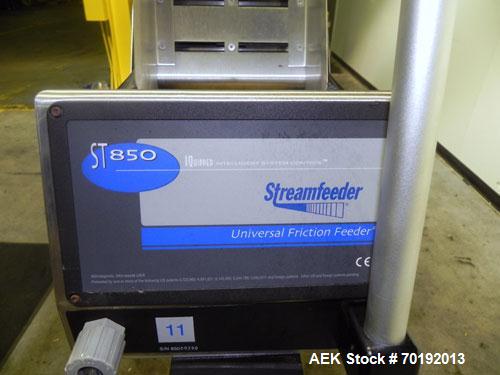 Used Streamfeeder Model ST850 Universal Friction Feeder. Machine capable of belt speeds up to 5500 inches per minute (140,000mm per minute). Product size range: length 2.5" to 8.5" or 63.5mm to 215.9...