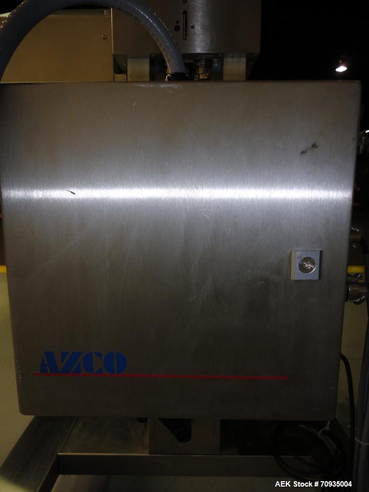 Used AZCO model SP-110 Sur-Pak Desiccant pouch dispenser. Rated speeds up to 200 cuts/minute, depending on size of pouch. Designed for pre-made pouches with a size range:  up to 4" max web width, up ...