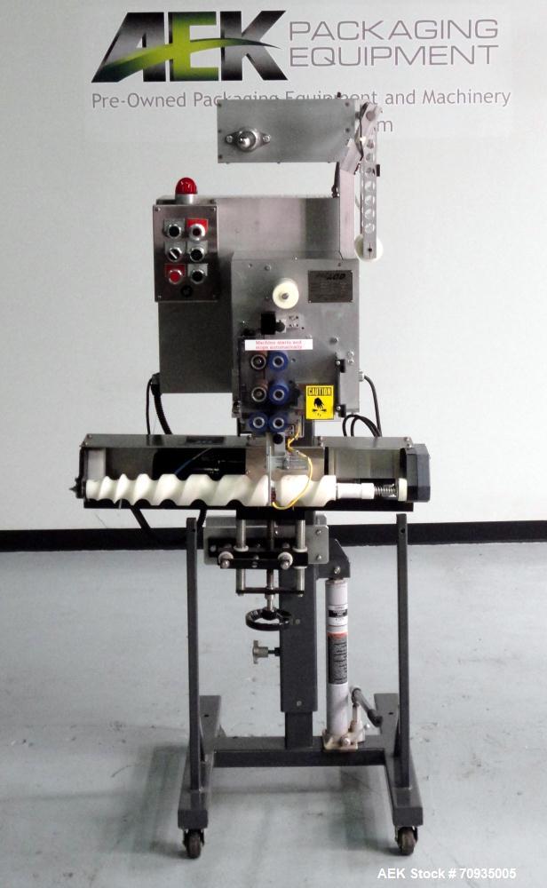 Used Austin Gordon Model PD-202 Desiccant / Pouch Feeder. Machine is rated at speeds up to 245 ppm, depending on size of pouch. Designed for pre-made pouches with a size range: Length 3/4" - 3 1/2", ...