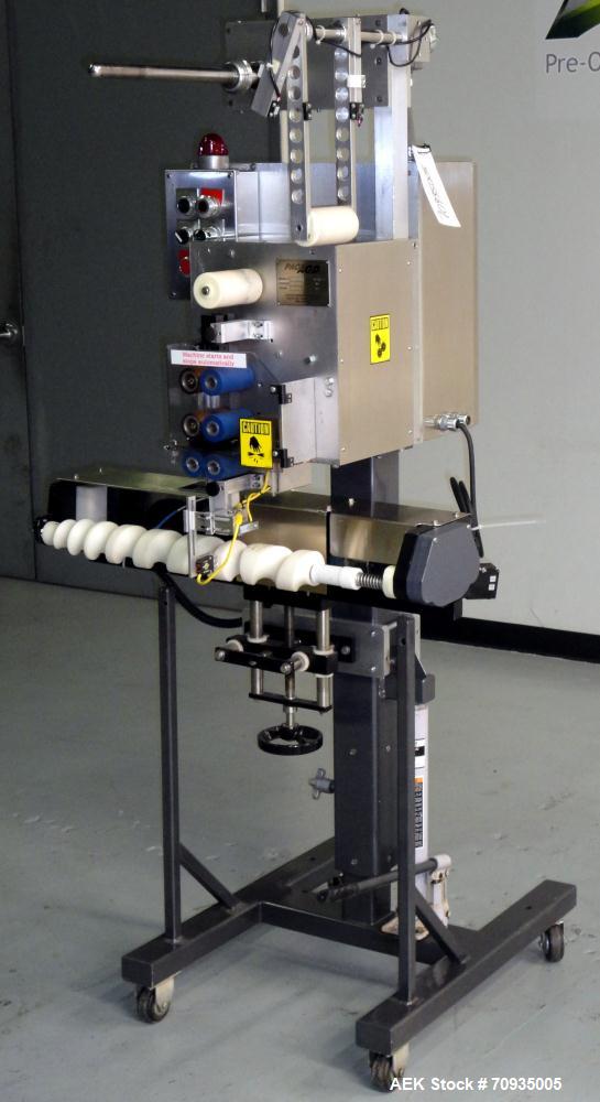 Used Austin Gordon Model PD-202 Desiccant / Pouch Feeder. Machine is rated at speeds up to 245 ppm, depending on size of pouch. Designed for pre-made pouches with a size range: Length 3/4" - 3 1/2", ...