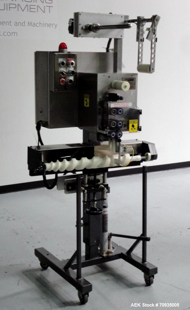 Used Austin Gordon Model PD-202 Desiccant / Pouch Feeder. Machine is rated at speeds up to 245 ppm, depending on size of pouch. Designed for pre-made pouches with a size range: Length 3/4" - 3 1/2", ...