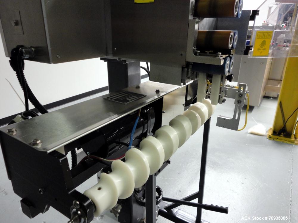 Used Austin Gordon Model PD-202 Desiccant / Pouch Feeder. Machine is rated at speeds up to 245 ppm, depending on size of pouch. Designed for pre-made pouches with a size range: Length 3/4" - 3 1/2", ...
