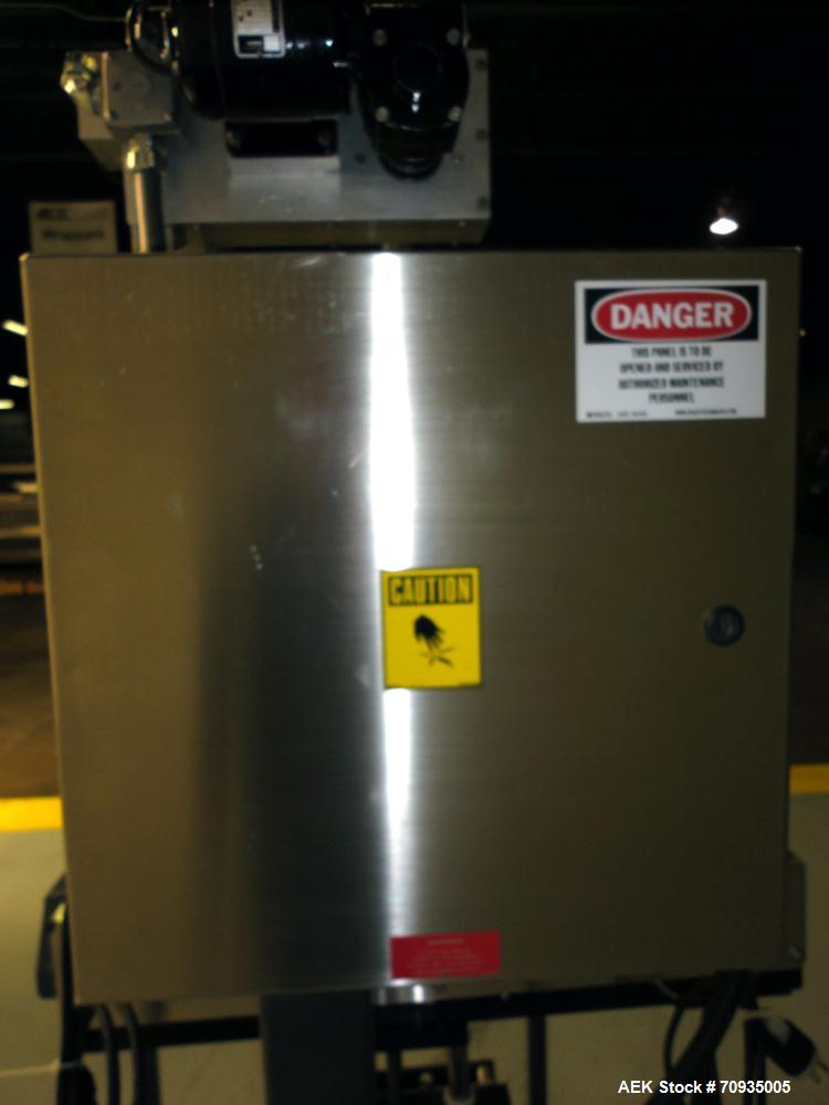 Used Austin Gordon Model PD-202 Desiccant / Pouch Feeder. Machine is rated at speeds up to 245 ppm, depending on size of pouch. Designed for pre-made pouches with a size range: Length 3/4" - 3 1/2", ...