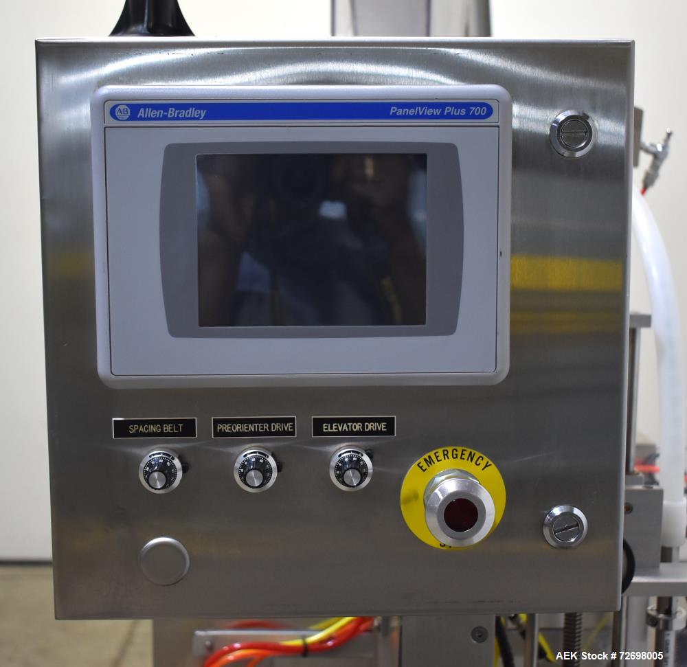 Used Omega Design Model CDFS-1.501 Canister Desiccant Feeder With Shuttle Dispenser. Machine is capable of speeds up to 400 bottles per minute (single-drop) and 300 bottles per minute (double-drop). ...