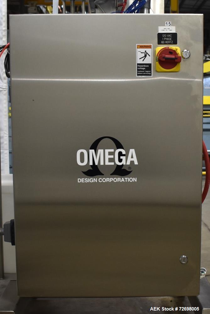 Used- Omega Design Model CDFS-1.501 Canister Desiccant Feeder With Shuttle Dispenser. Machine is capable of speeds up to 400...