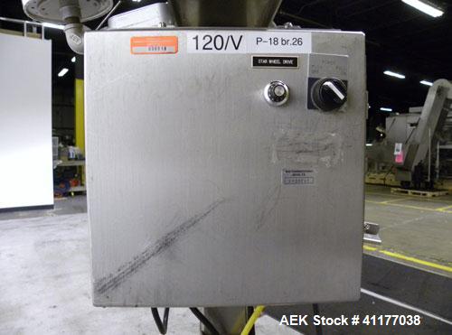Used Omega Design Desiccant Feeder, Model DF-1. Capable of speeds up to 200 BPM. Continuous motion unit with star wheel indexing, can handle 1, 2 or 3 gram canisters with correct changeparts. Current...