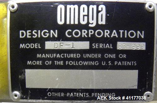 Used Omega Design Desiccant Feeder, Model DF-1. Capable of speeds up to 200 BPM. Continuous motion unit with star wheel indexing, can handle 1, 2 or 3 gram canisters with correct changeparts. Current...