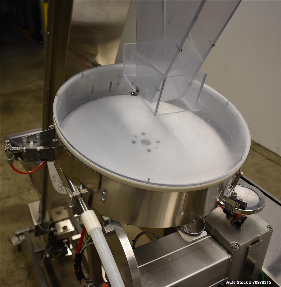 Used Omega Design Omni Feeder Combination Canister Desiccant Feeder. Capable of speeds up to 600 CPM (Single Drop) or 300 CPM (Double Drop). Servo operation, Allen Bradley PLC with integrated touch s...
