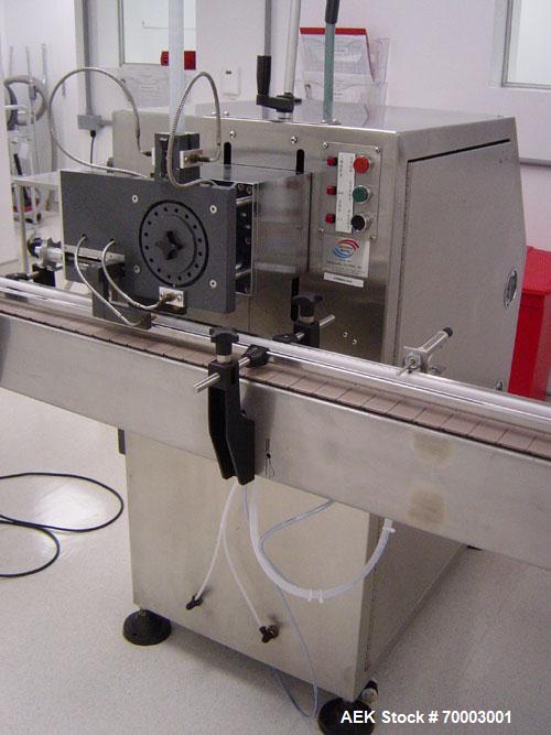 Used Pace Stainless Steel Canister Desiccant Drop Machine, Model DESIC. Desiccant Designation: 1 gram (single drop). Electric: 1/60/120 volt, 15 amps. Includes a low profile, easy to feed hopper.