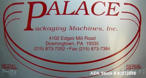 Used Palace Canister Desiccant Feeder, model P-DF. Capable of speeds up to 280 CPM on a single insertion. AB PLC controls. Integrated desiccant elevator feeder.