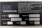 Used Active Pak Automation dessicant feeder, model APA2000, portable design, with infeed roll, 480 volt, 3 phase, serial# 2004167A, built 2004.