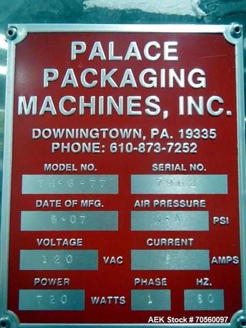 Used Palace Packing Hopper Feeder, Model TH-6-77. Approximate 6' feed height. Serial# 7982.