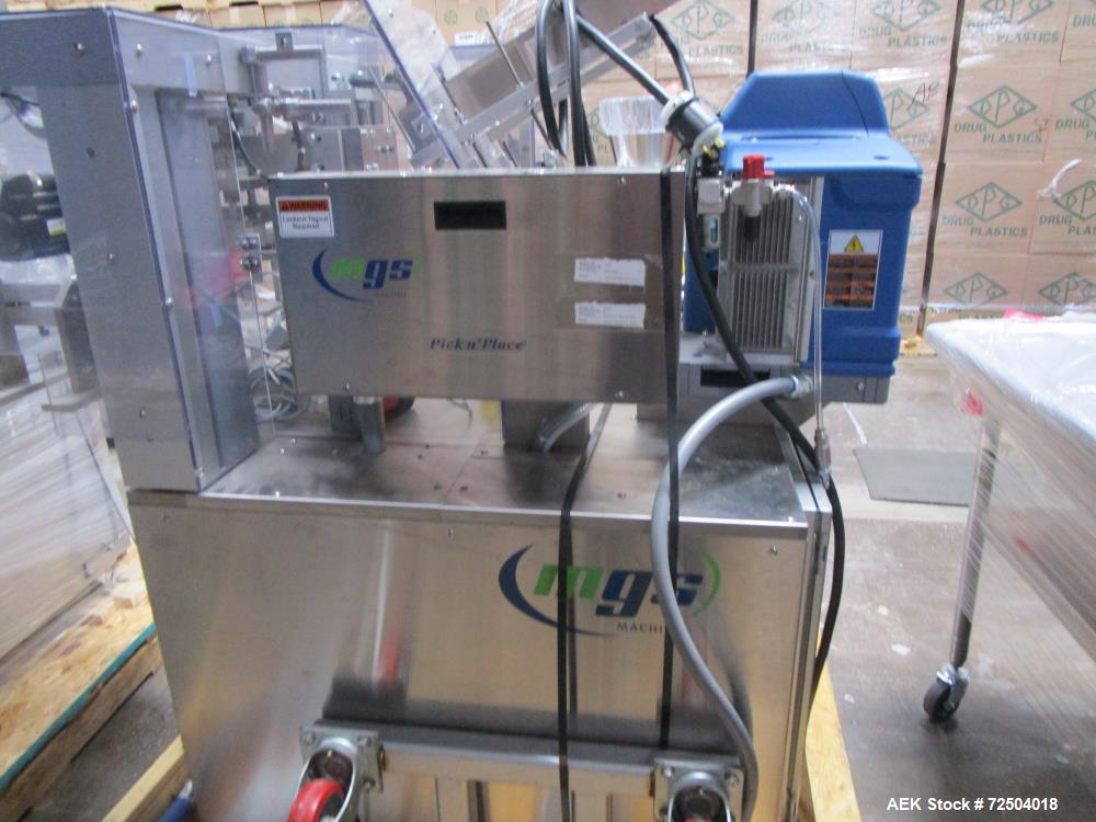 Used MGS Model PHS Sideserter. Capable of speeds up to 250 outserts per minute. Has Nordson Problue hot melt glue system.