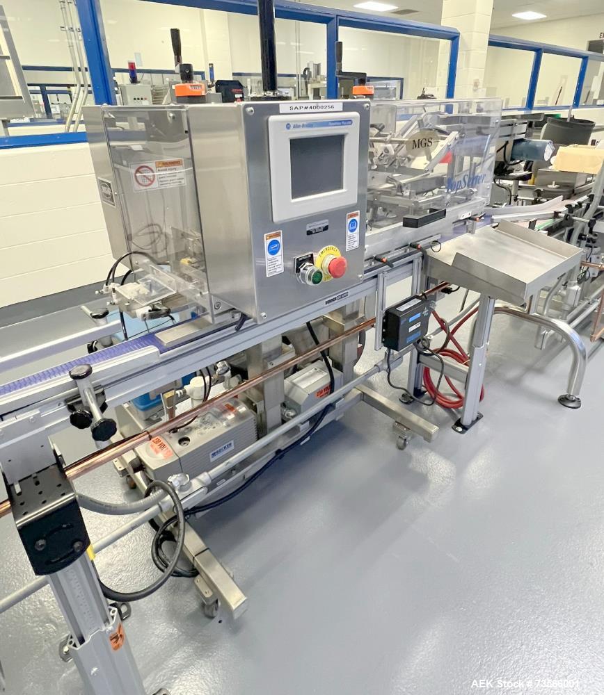 Used MGS Machine TopSerter II Rotary Pick & Place Coupon Feeder, Serial# 13189, Year 2008. With Nordson ProBlue 4 Glue System, vacuum pump, Allen-Bradley PanelView Plus HMI, 1/60/230V.