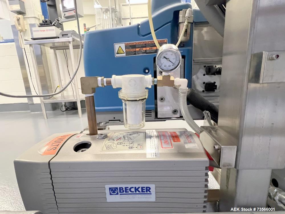 Used MGS Machine TopSerter II Rotary Pick & Place Coupon Feeder, Serial# 13189, Year 2008. With Nordson ProBlue 4 Glue System, vacuum pump, Allen-Bradley PanelView Plus HMI, 1/60/230V.