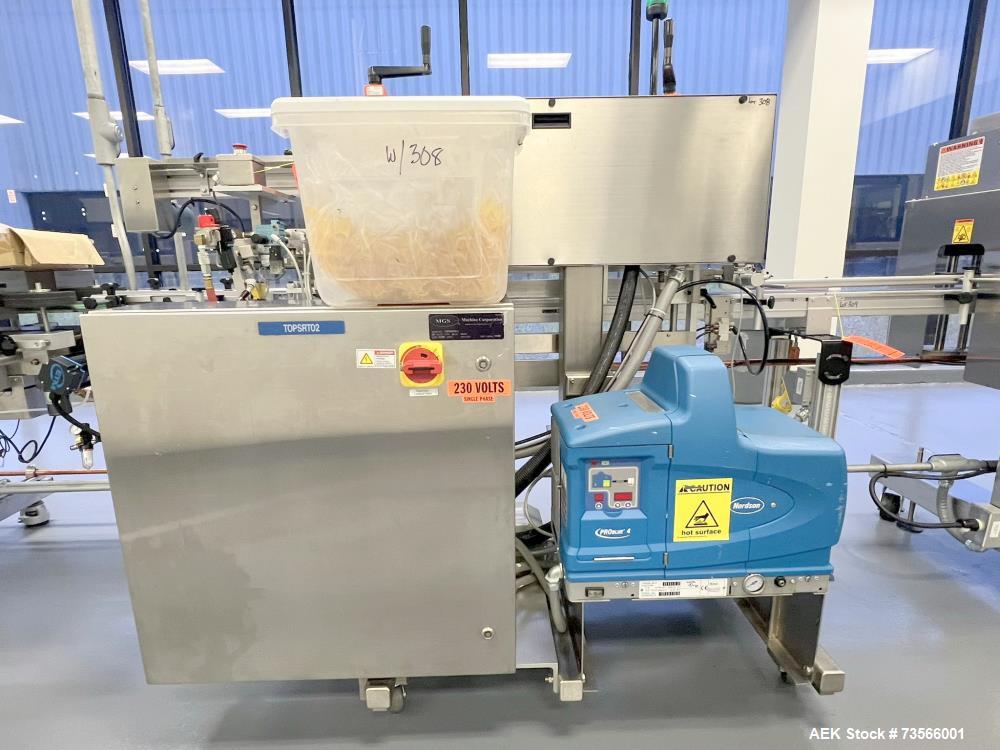 Used MGS Machine TopSerter II Rotary Pick & Place Coupon Feeder, Serial# 13189, Year 2008. With Nordson ProBlue 4 Glue System, vacuum pump, Allen-Bradley PanelView Plus HMI, 1/60/230V.