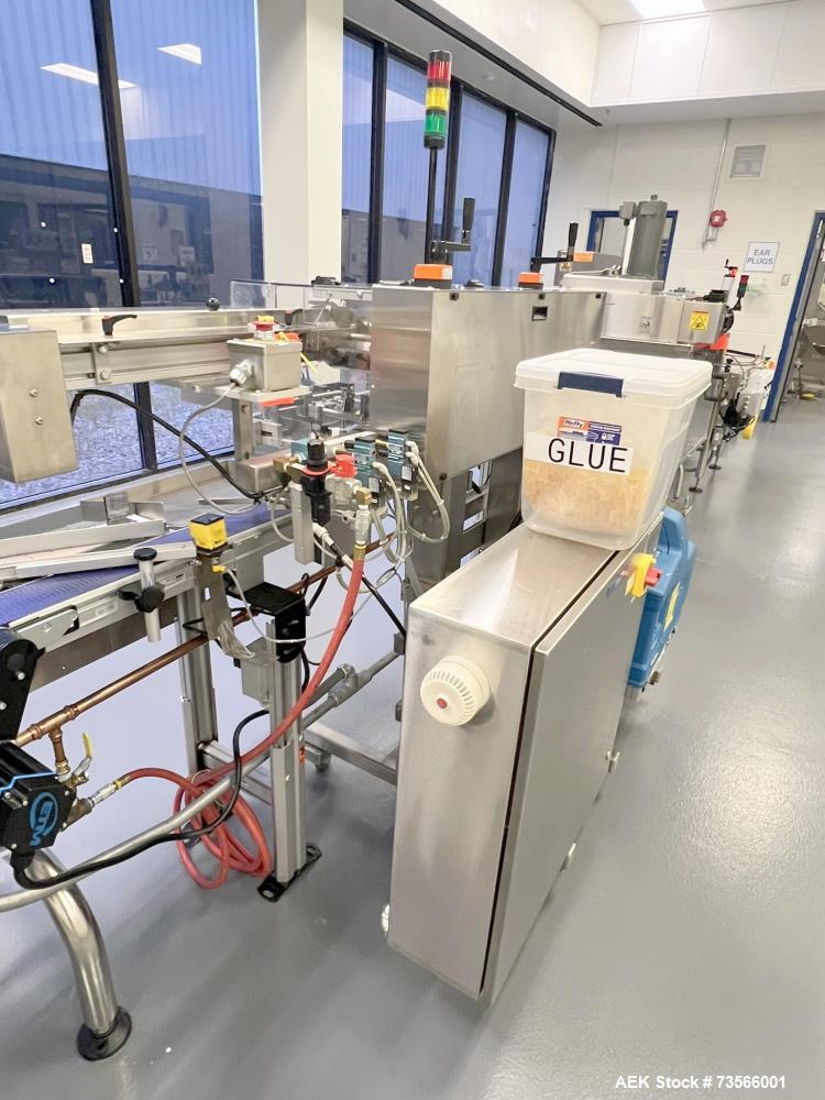 Used MGS Machine TopSerter II Rotary Pick & Place Coupon Feeder, Serial# 13189, Year 2008. With Nordson ProBlue 4 Glue System, vacuum pump, Allen-Bradley PanelView Plus HMI, 1/60/230V.